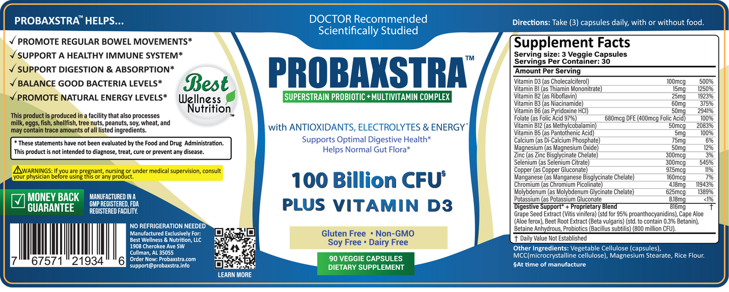 Probaxstra™ - SuperStrain Probiotic + Multivitamin Complex w/Vitamin D3 (2 Pack)
